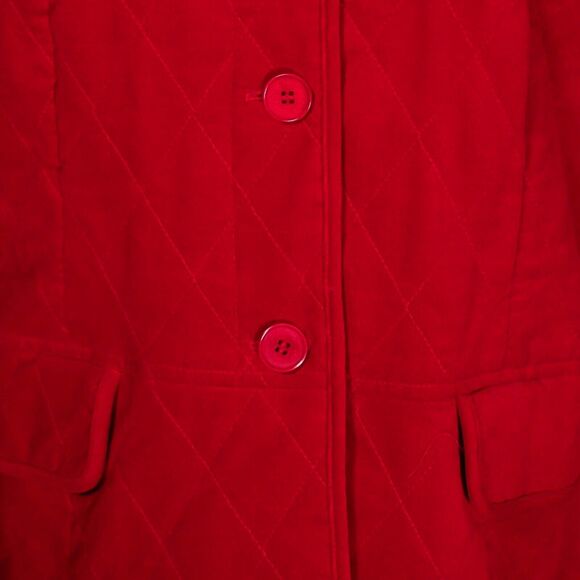 Talbots Women's Coat Red Velvet Quilted Lined Stretch Insulated Jacket Size 14 - Picture 4 of 10